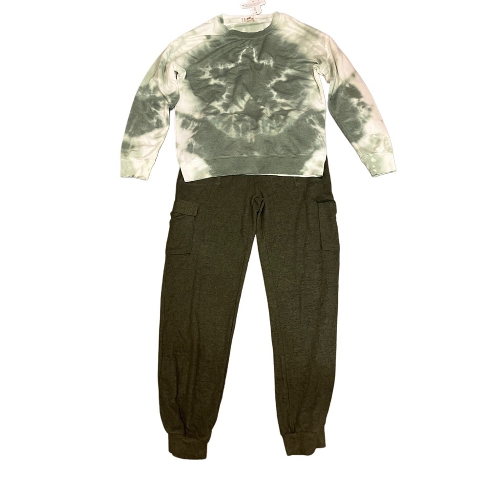 Girls Tie-Dye Green Sweatshirt and Pants Set NWT Size L‎